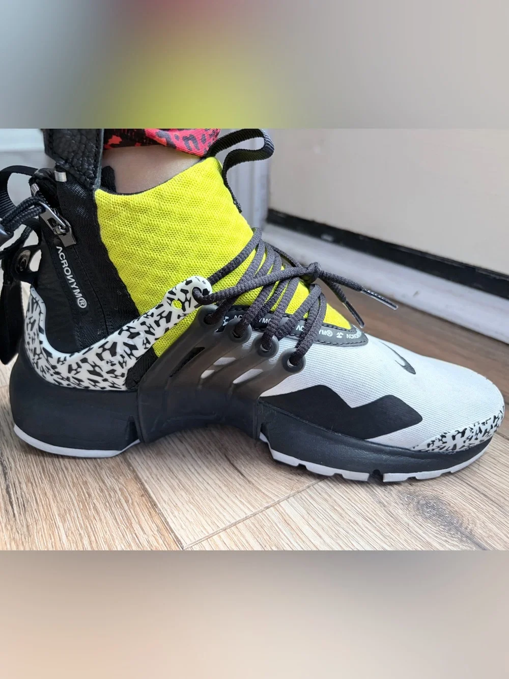 Nike Women’s High-Top Sneakers in Neon Yellow, Black, White